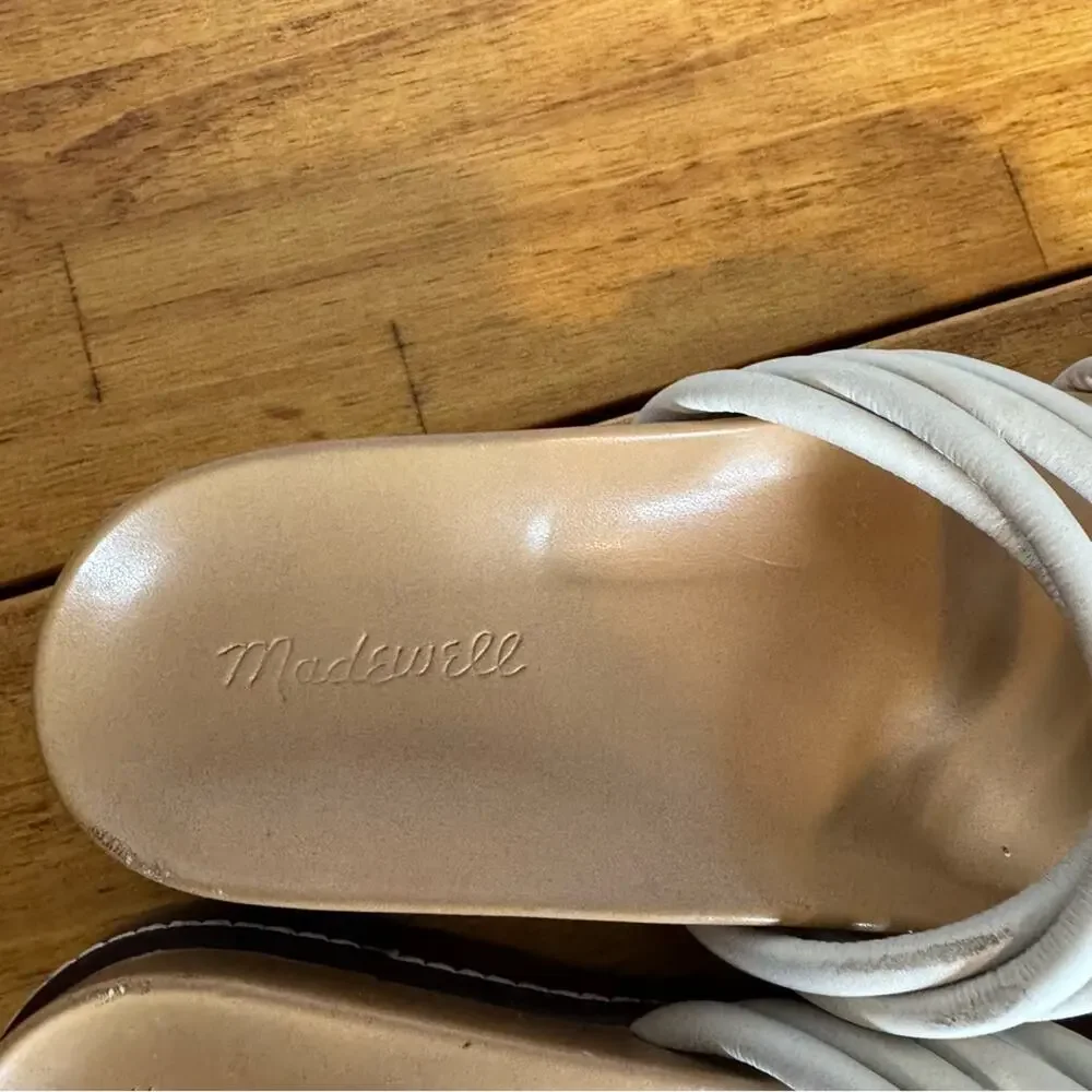 Madewelll Charley Strappy Leather Chunky Slide Sandals Size 7.5